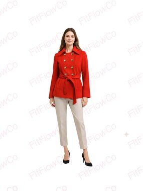 Old Navy Red Tailored Belted Peacoat Women's XS EUC